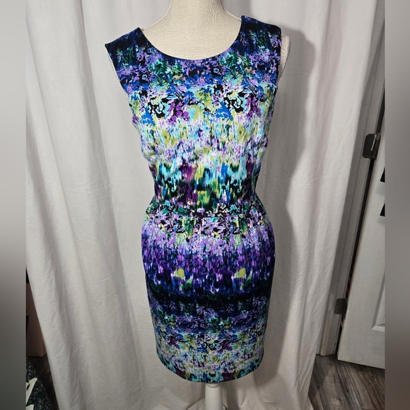 Cynthia Rowley Abstract Multicolor Sheath Dress Sz 10 - Picture 1 of 7